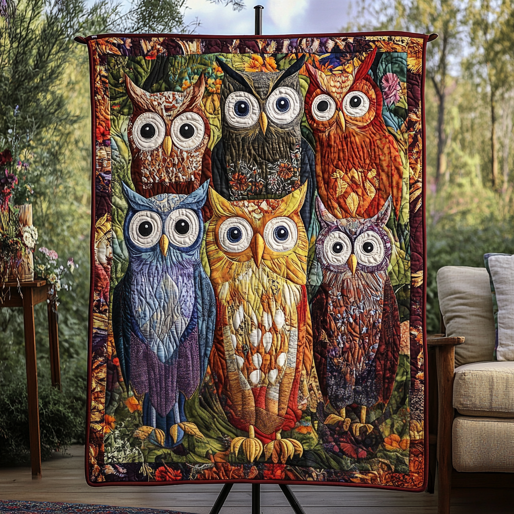 Wise Woods Quilted Blanket Best Throw Blanket Owl Theme Gifts