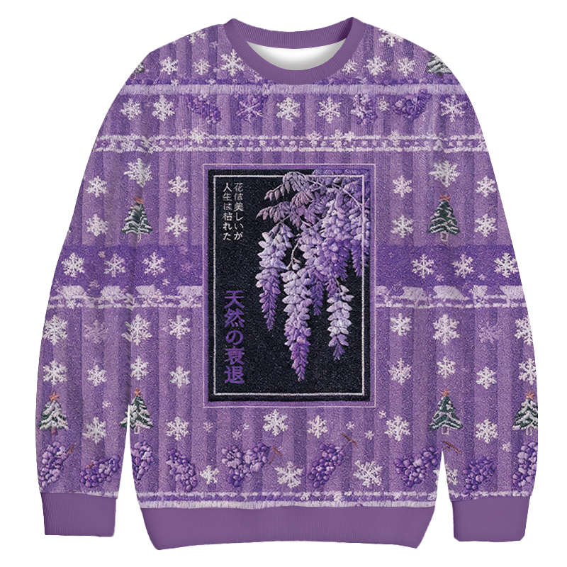 Wisteria Jpanese Flowers Poster Christmas Ugly Sweatshirt Funny Christmas Holiday Sweater Gift Ideas