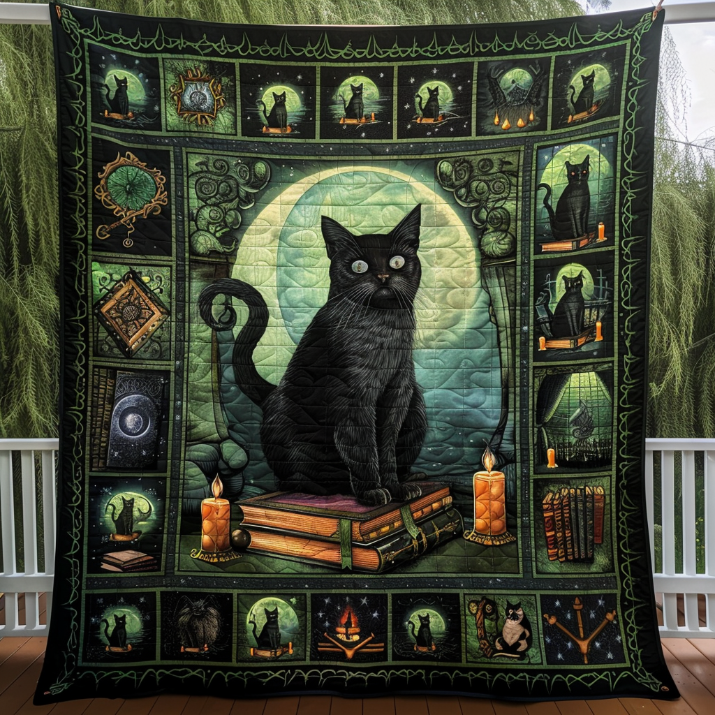Witch Black Cats Quilted Blanket Cat Christmas Gifts