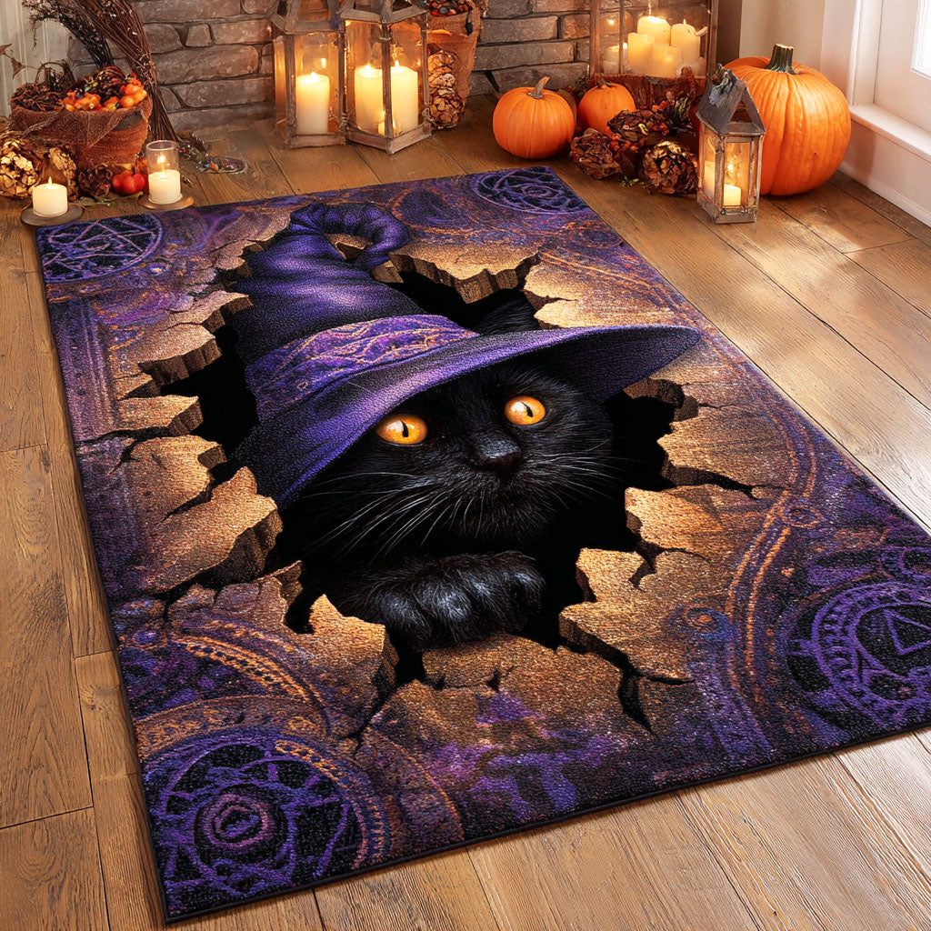 Witch Cat Night Area Rug Dining Room Rug Mum Christmas Gifts
