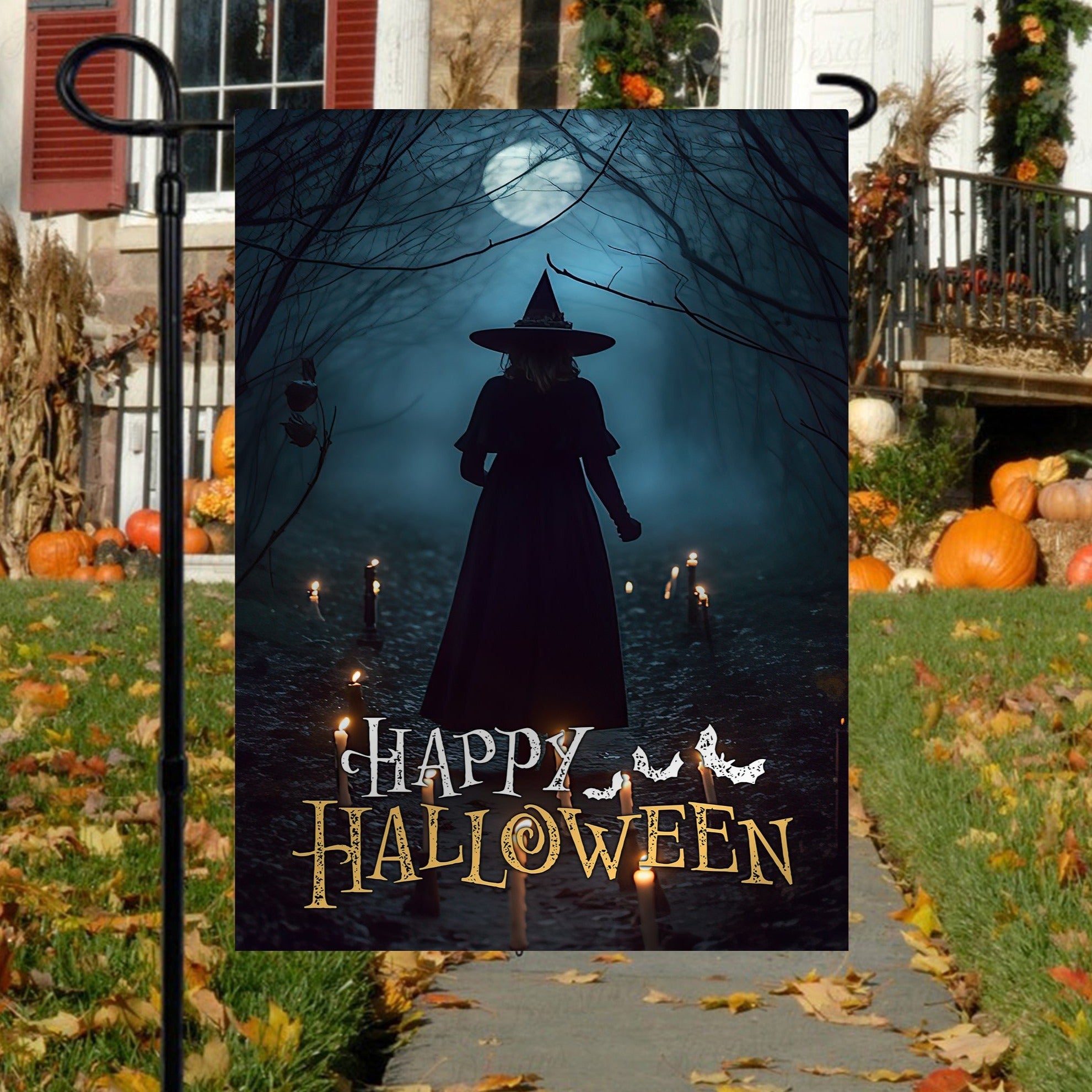 Witch Flag The Witch In The Dark Forest Around Candles Happy Halloween Witchy Gift For Her