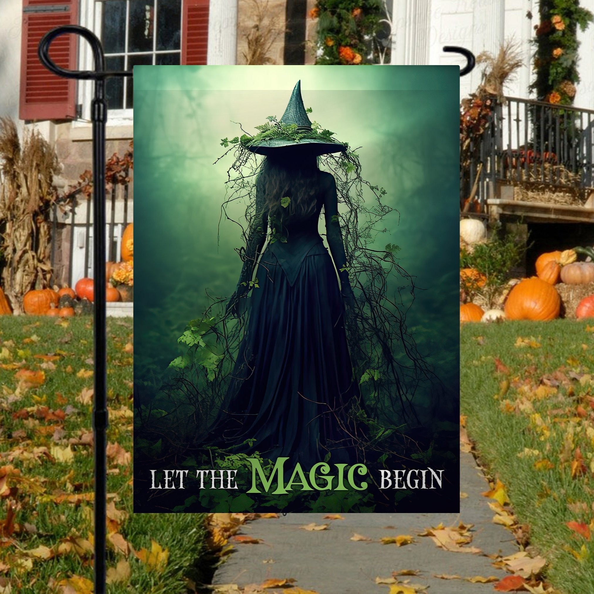Witch Halloween Flag Let The Magic Begin Haunted Decor Witchcraft Gifts