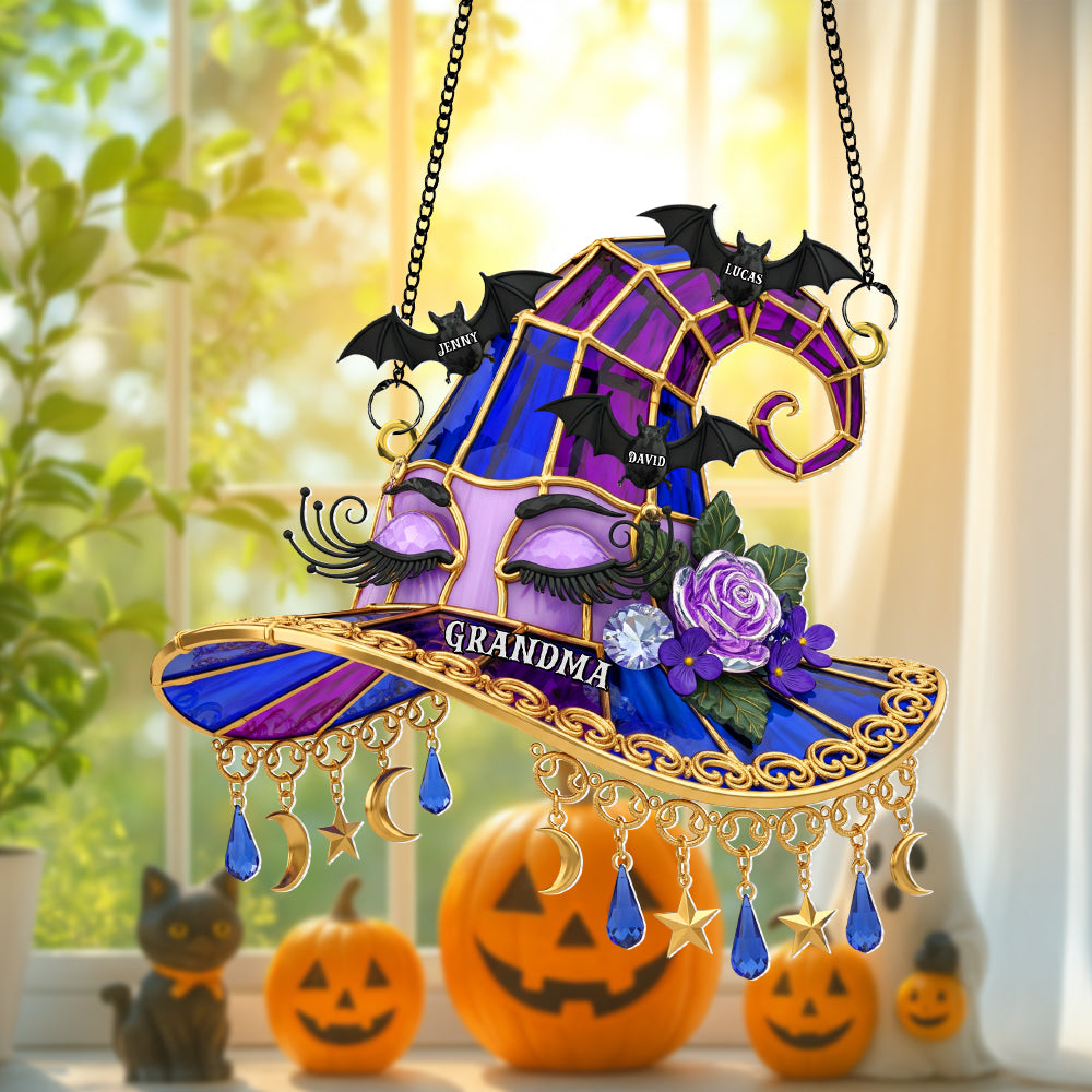 Witch Hat Personalized Gifts For Grandma Suncatcher Ornament - Fun Holiday Ornament Gift
