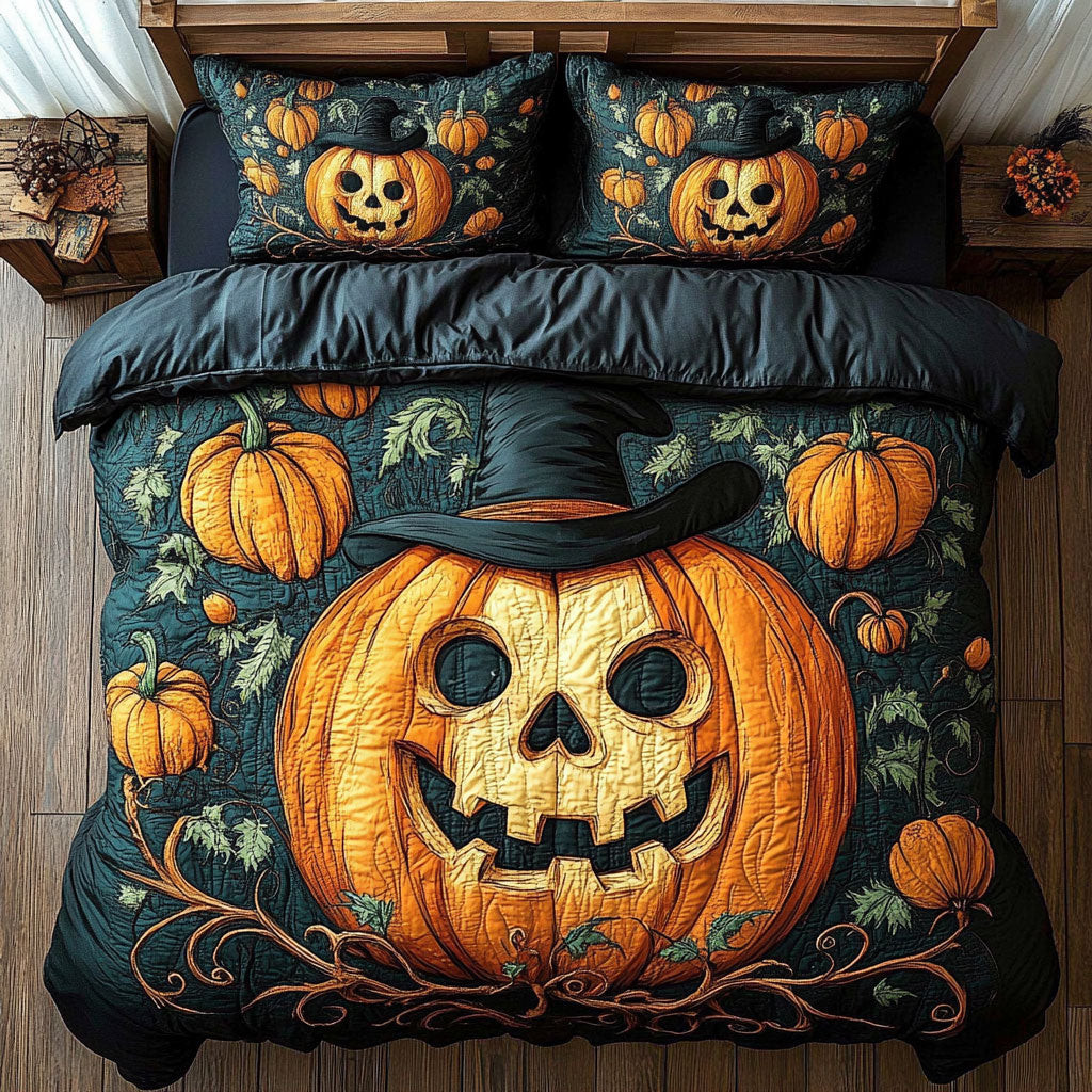 Witch Hat Pumpkin Bedding Set Gifts Decoration For Friends and Family on Halloween