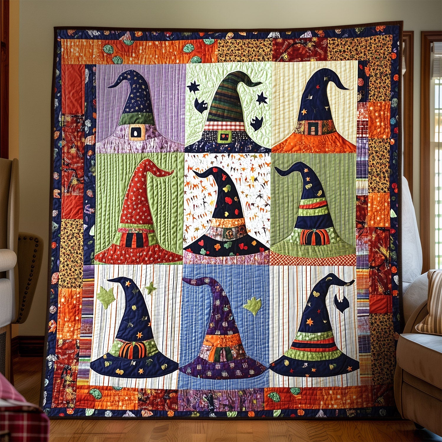Witch Hat Wonders Quilted Blanket Halloween Anniversary Gifts