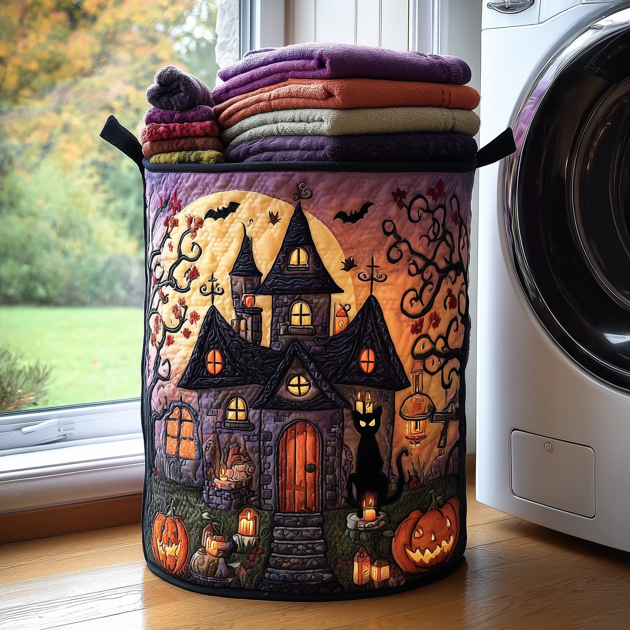 Witch House Quilted Laundry Basket Best Haunted Halloween House Gifts For Halloween Fans