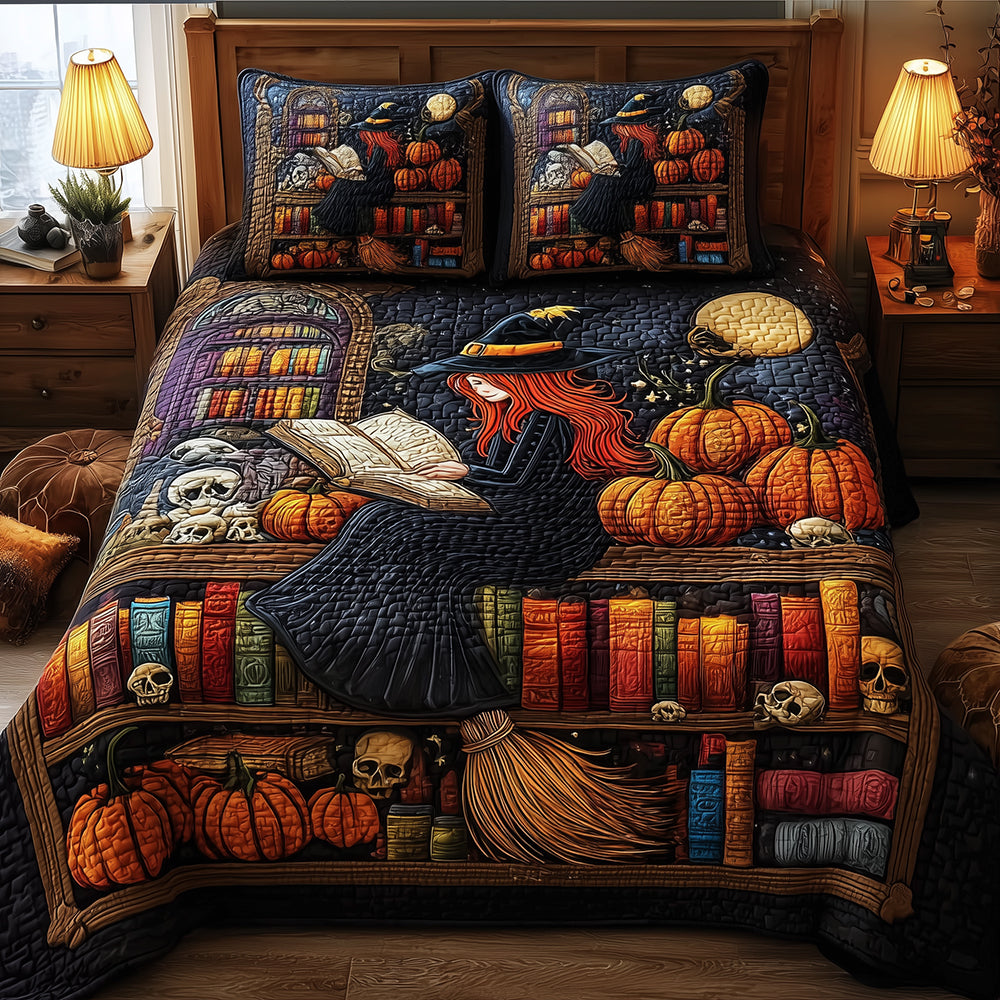 Witch Library Quilted Bedding Set Halloween Sheet Set Best Gifts For Family