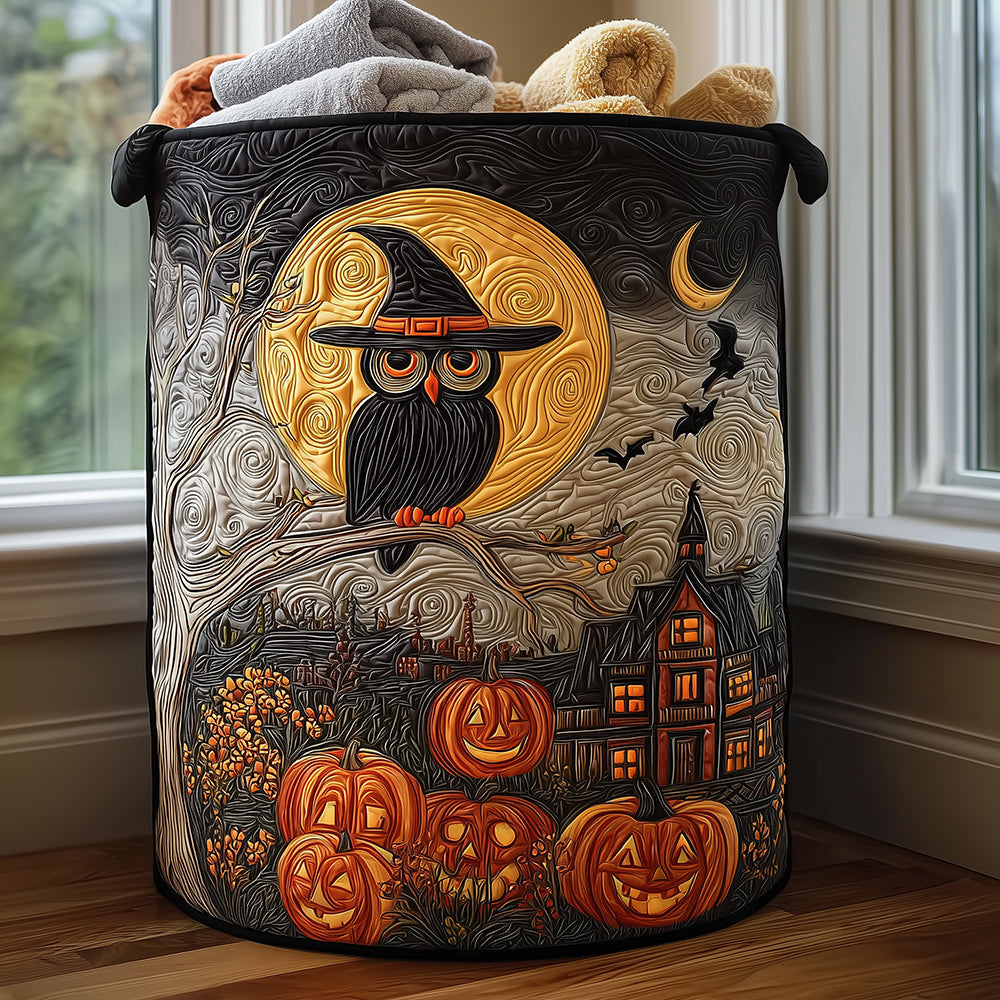 Witch Owl Moon Quilted Laundry Basket Spring Merch Pick