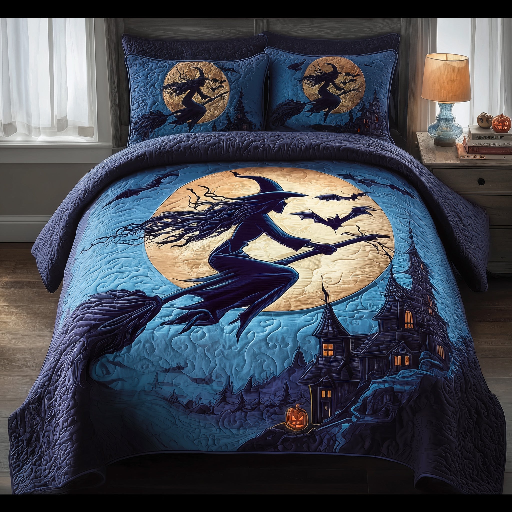 Witch Quilted Bedding Set Cotton Sateen