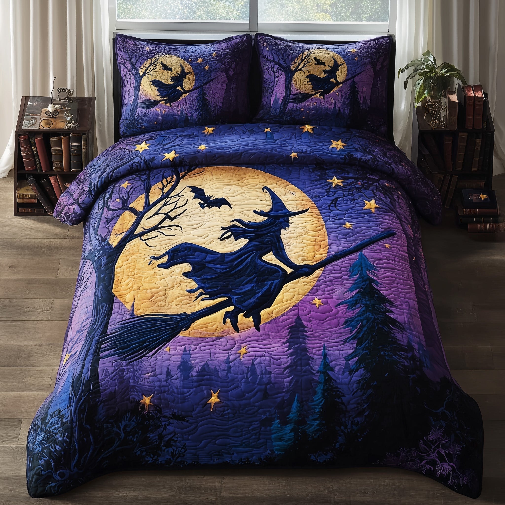 Witch Quilted Bedding Set Holiday Gift