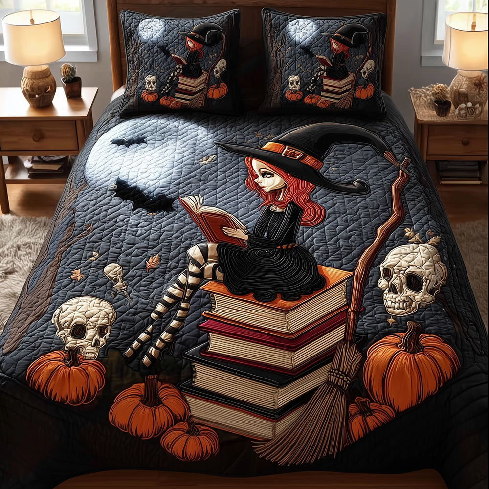 Witch Spellbook Quilted Bedding Set Spooky Bed Sheets Unique Ideas For Family
