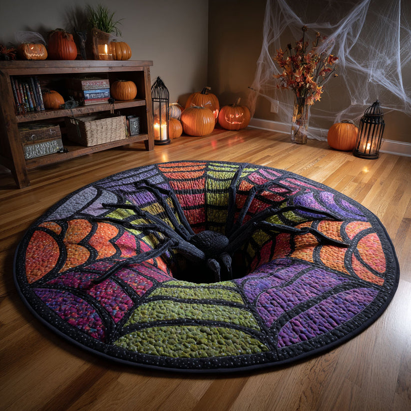 Witch Web Abyss Quilted Round Mat Halloween Round Mat Spooky Gifts For Mom