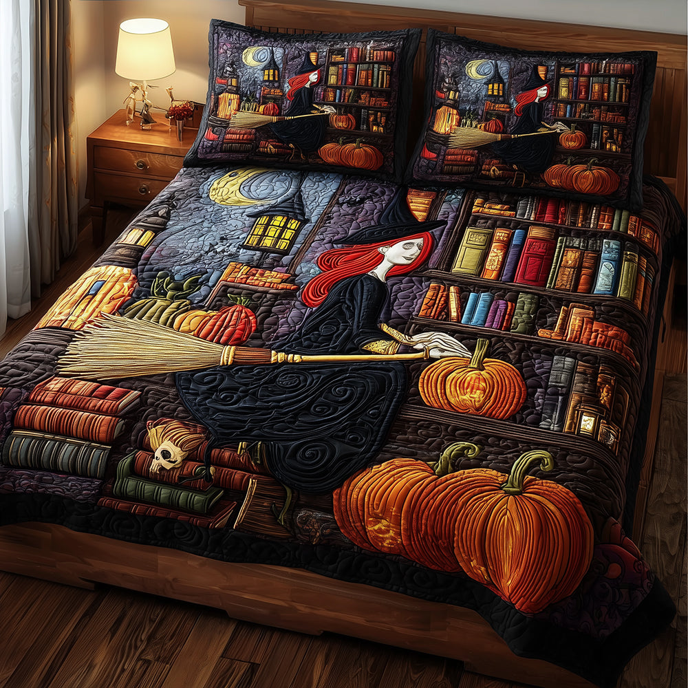 Witch Wisdom Quilted Bedding Set Halloween Bed Spread Unique Present For Family