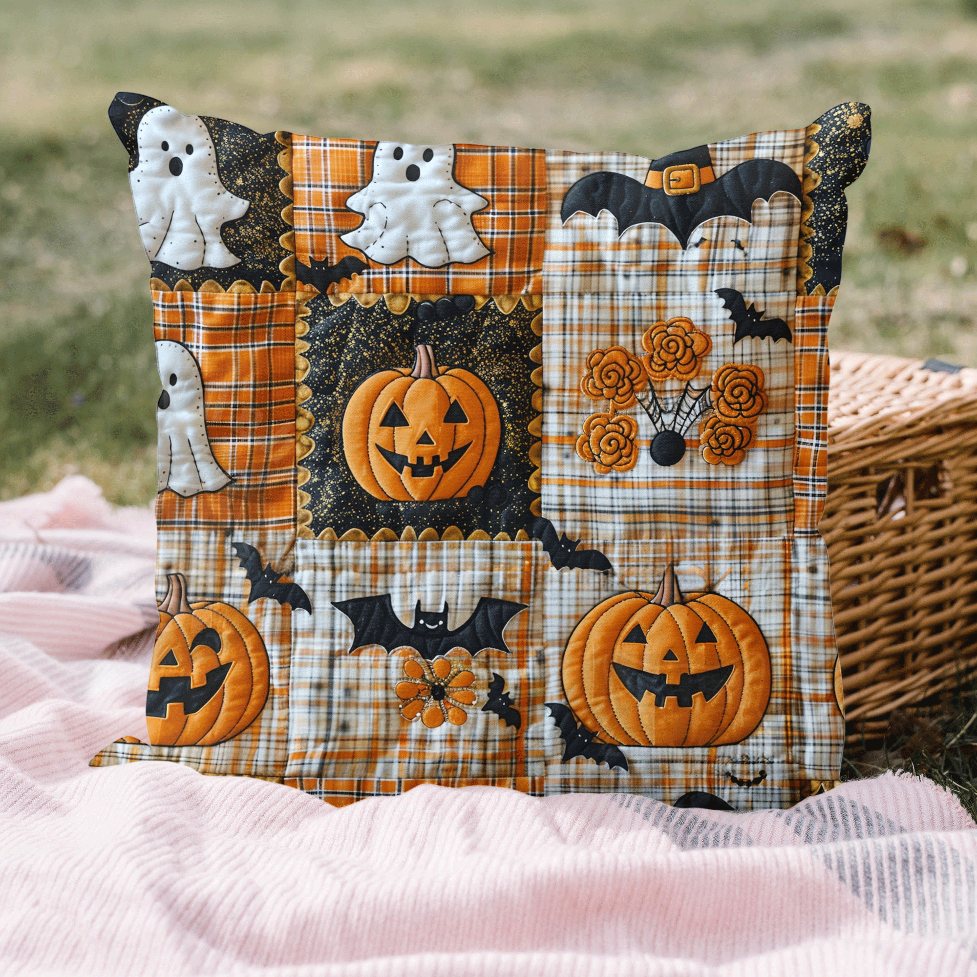 Witches Boots Halloween Quilted Pillow Case Merry Christmas Cushion Cover