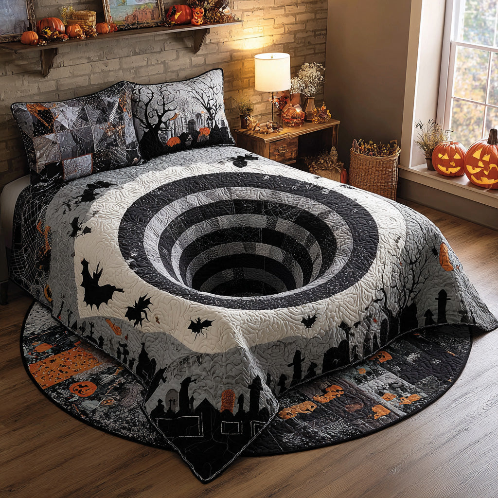 Witching Hour Maze Quilted Bedding Set Halloween Bed Spread Best Gifts For Family