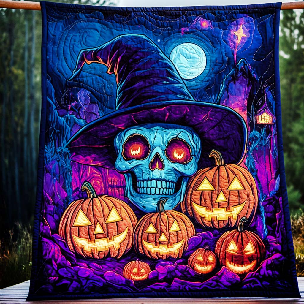 Witching Hour Skull Quilted Blanket Halloween Gifts For Adults