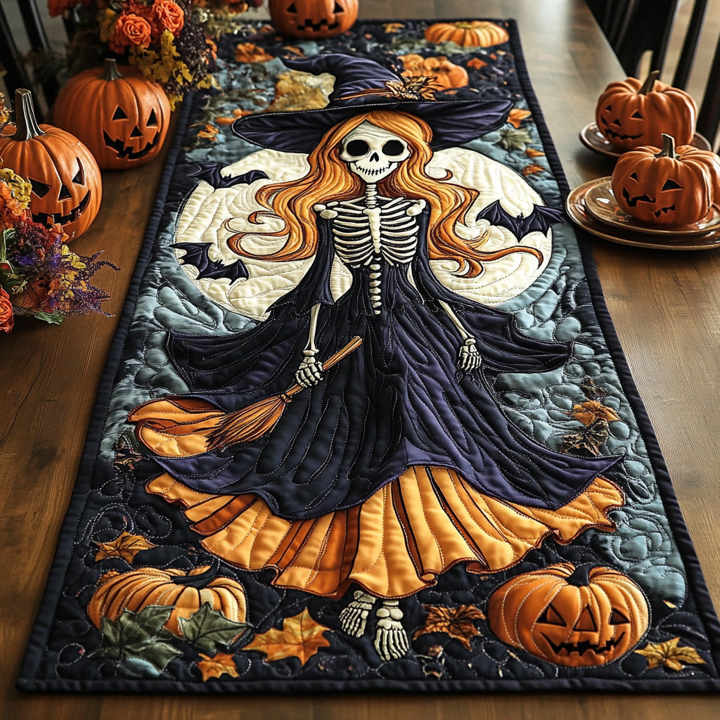 Witchlight Wonders Quilted Table Runner Halloween Fall Table Runner Dining Table Decorations
