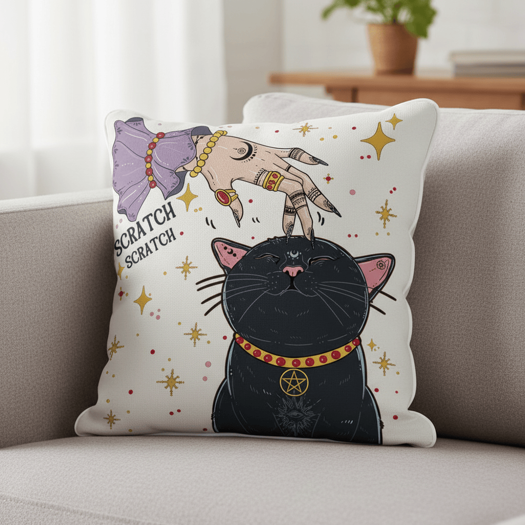 Witch's Cat Scratch Pillow Fantasy Themed Sofa Decor Fantasy Gifts For Car Lovers