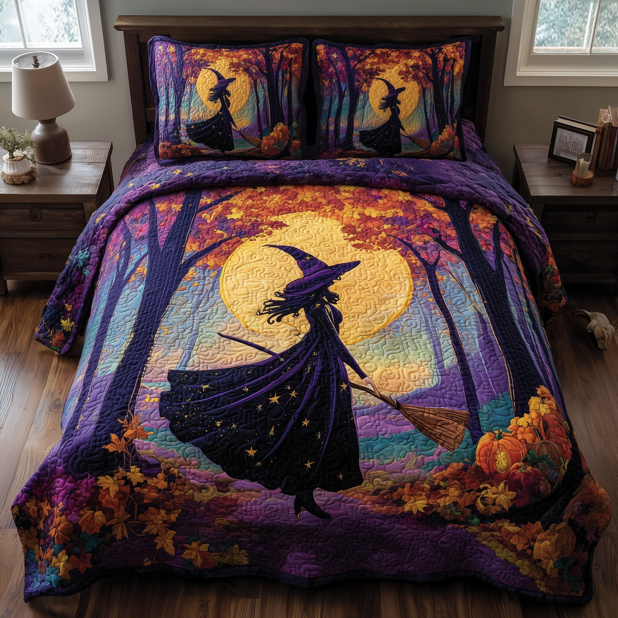 Witchy Charm Quilted Bedding Set For Women
