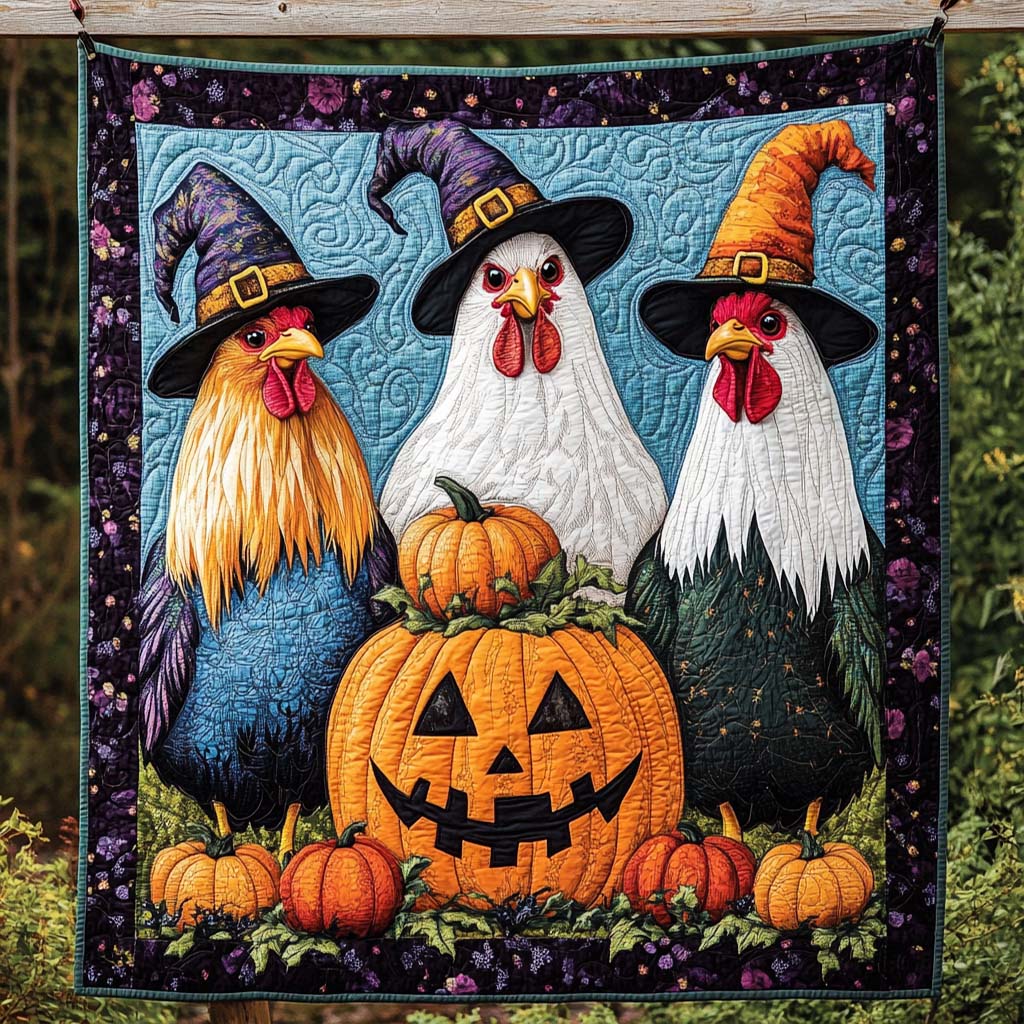 Witchy Hen Gathering Quilted Blanket Presents For Chicken Love