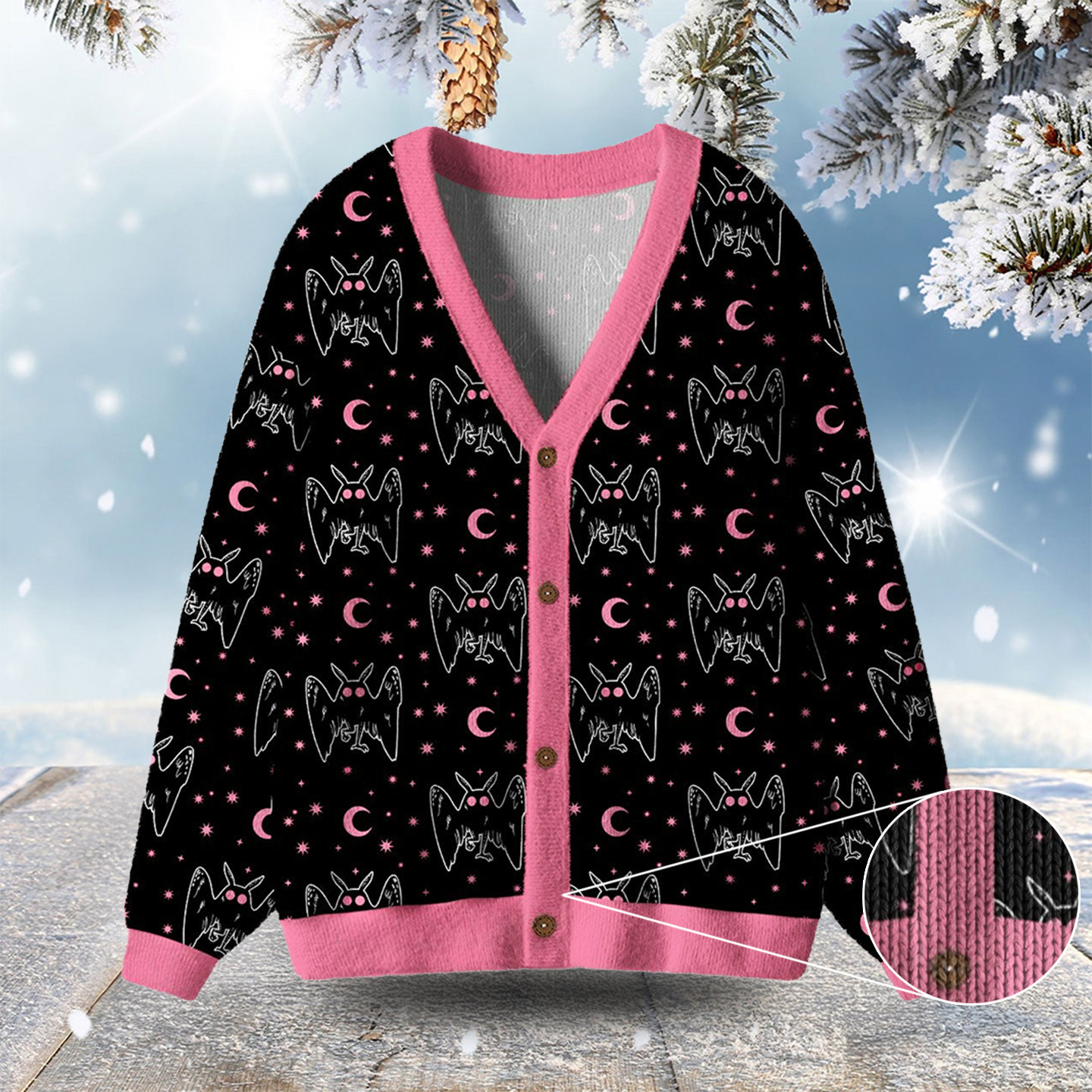 Witchy Mothman Night Ugly Cardigan Sweaters Ugly Christmas Clothing Gifts For Brother