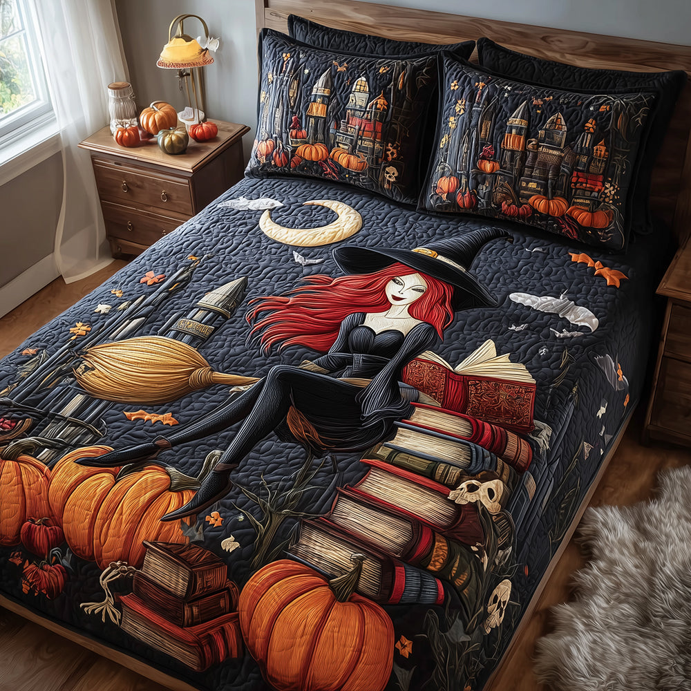 Witchy Stories Quilted Bedding Set Halloween Sheet Set Unique Ideas For Family
