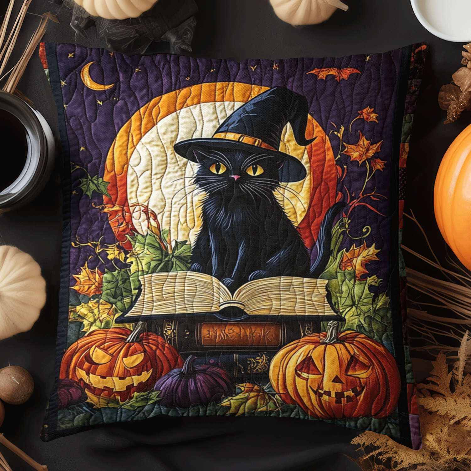 Witchy Whiskers Pillow Case Festive Christmas Pillow Cover