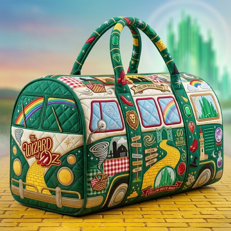 Wizard Of Oz Dorothy Yellow Brick Road Quilted Duffle Bag Ruby Slippers Fan Gear Gift For Oz Fans