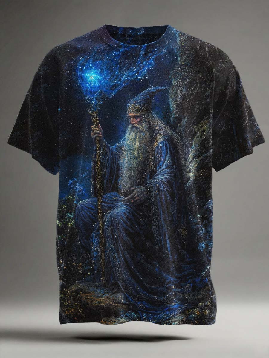 Wizard T-Shirt Fantasy Sorcerer Graphic Tee Halloween Gifts Ideas For Friends