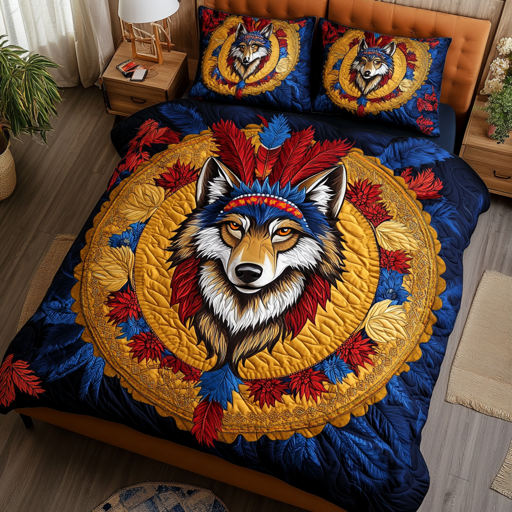 Wolf Dream Quilted Bedding Set Duvet Cover Bed Sheet Set Wolf Gifts For Him Her