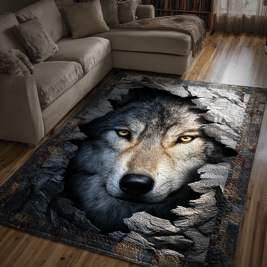 Wolf Echo Area Rug Christmas Entry Way Decor Gift For Wolf Lover