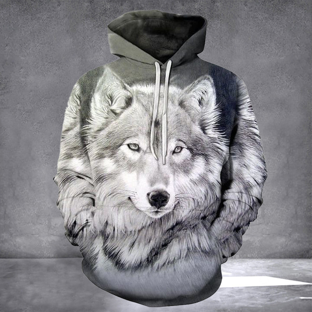 Wolf Head Hoodie 3D Design Animal Clothing Gifts For Wolf Lovers Men Women