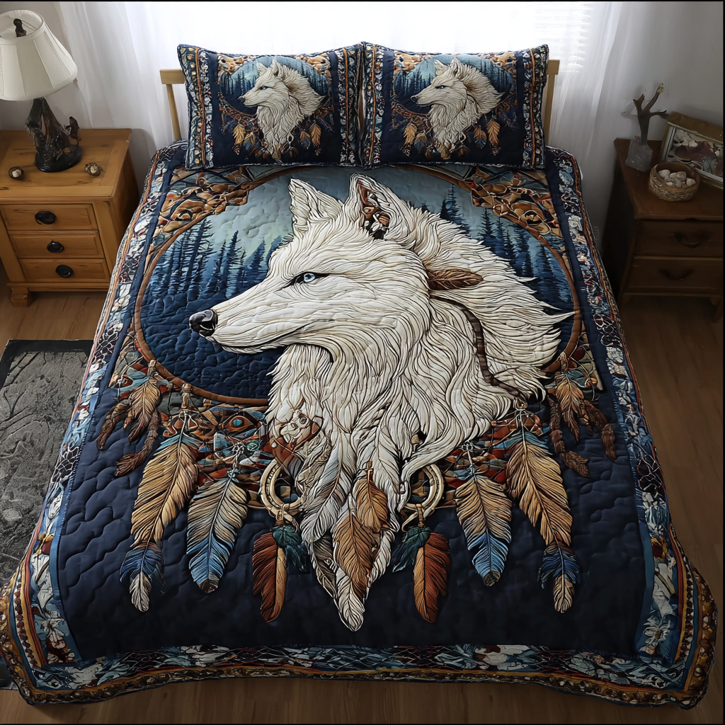 Wolf Horizon Quilted Bedding Set Bedroom Decorations Gifts With Wolves On Them