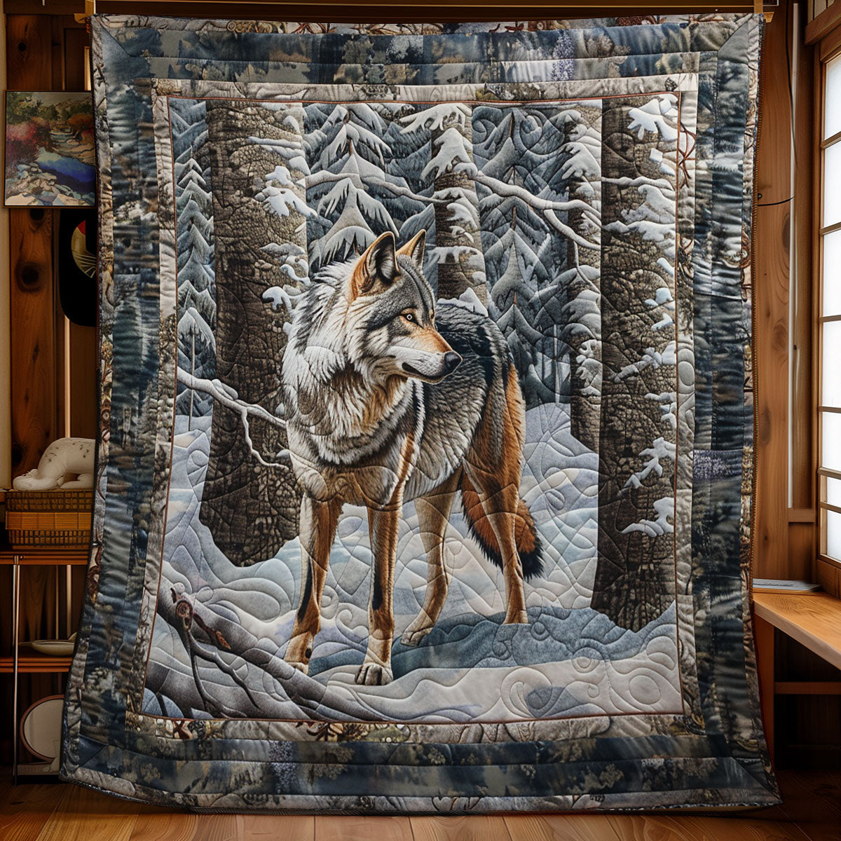 Wolf Howl Quilt Blanket Christmas Throw Blanket Best Family Christmas Gifts