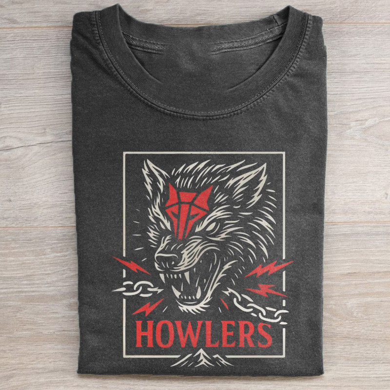 Wolf Howlers Wild Animal T-Shirt Dark Fantasy Graphic Tee Gifts For Mens