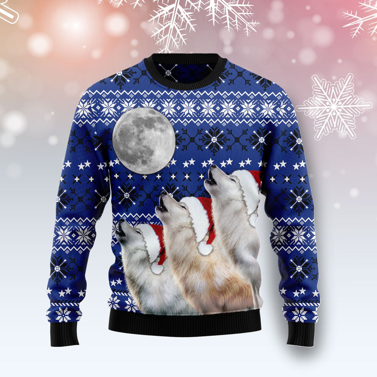 Wolf Howling Moon Ugly Christmas Sweater Animal Clothing Christmas Gifts For Wolf Lovers