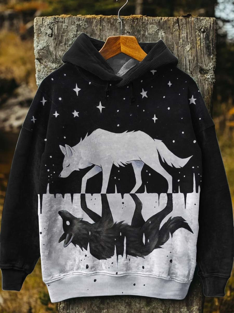 Wolf In Contrast Hoodie Unique Clothing Art Holiday Presents For Wolf Lovers