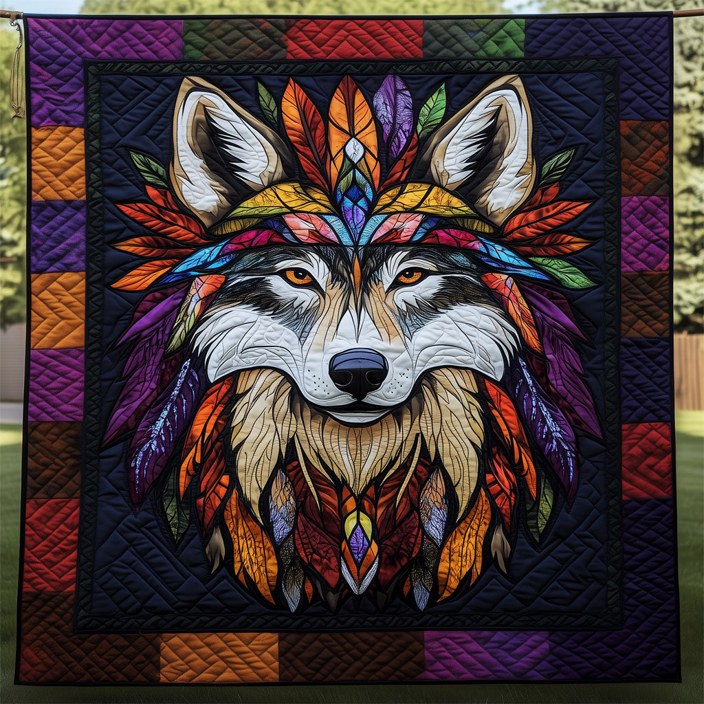 Wolf Native American Quilt Ultra-Soft Quilt Blanket for Hotel-Like Experience