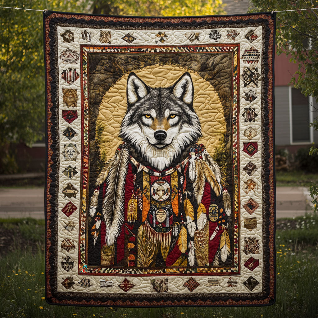 Wolf Native American Xmas Quilted Blanket Unique Christmas Gifts For Mom
