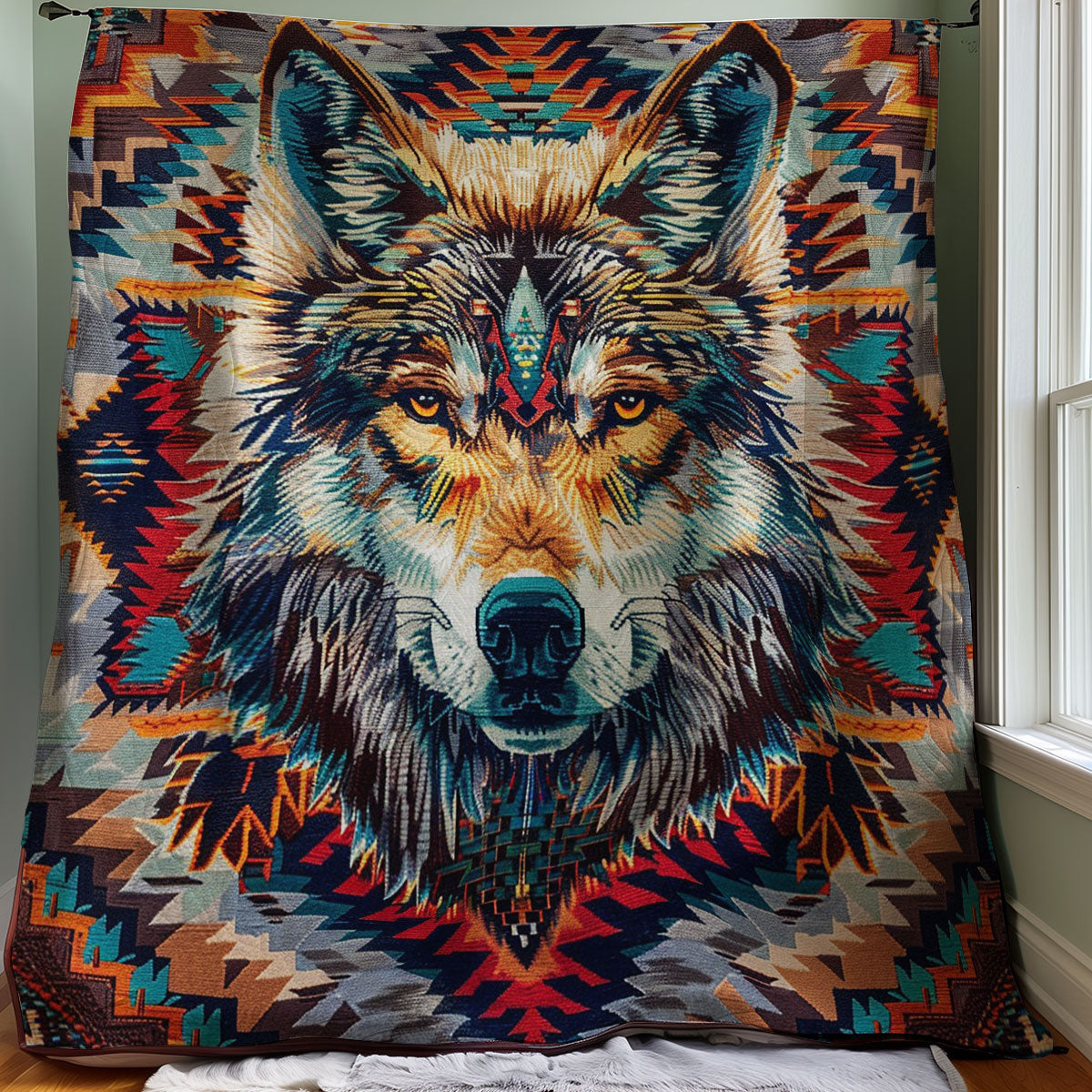 Wolf Native Quilt Blanket Christmas Throws Good Family Christmas Presents