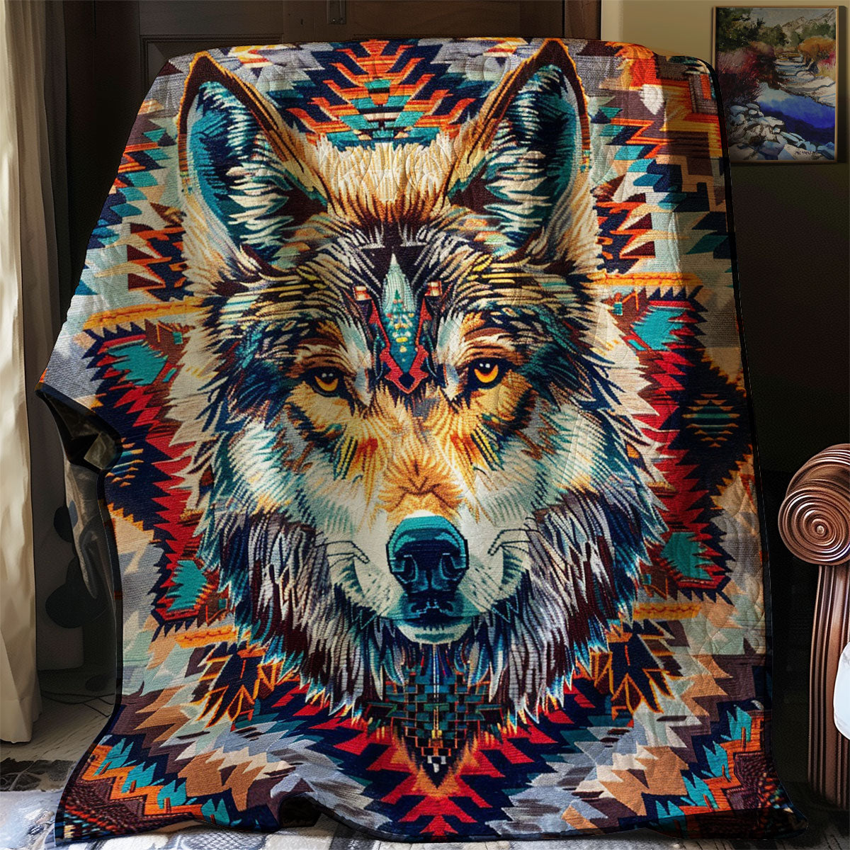 Wolf Native Quilt Blanket Christmas Throws Good Family Christmas Presents
