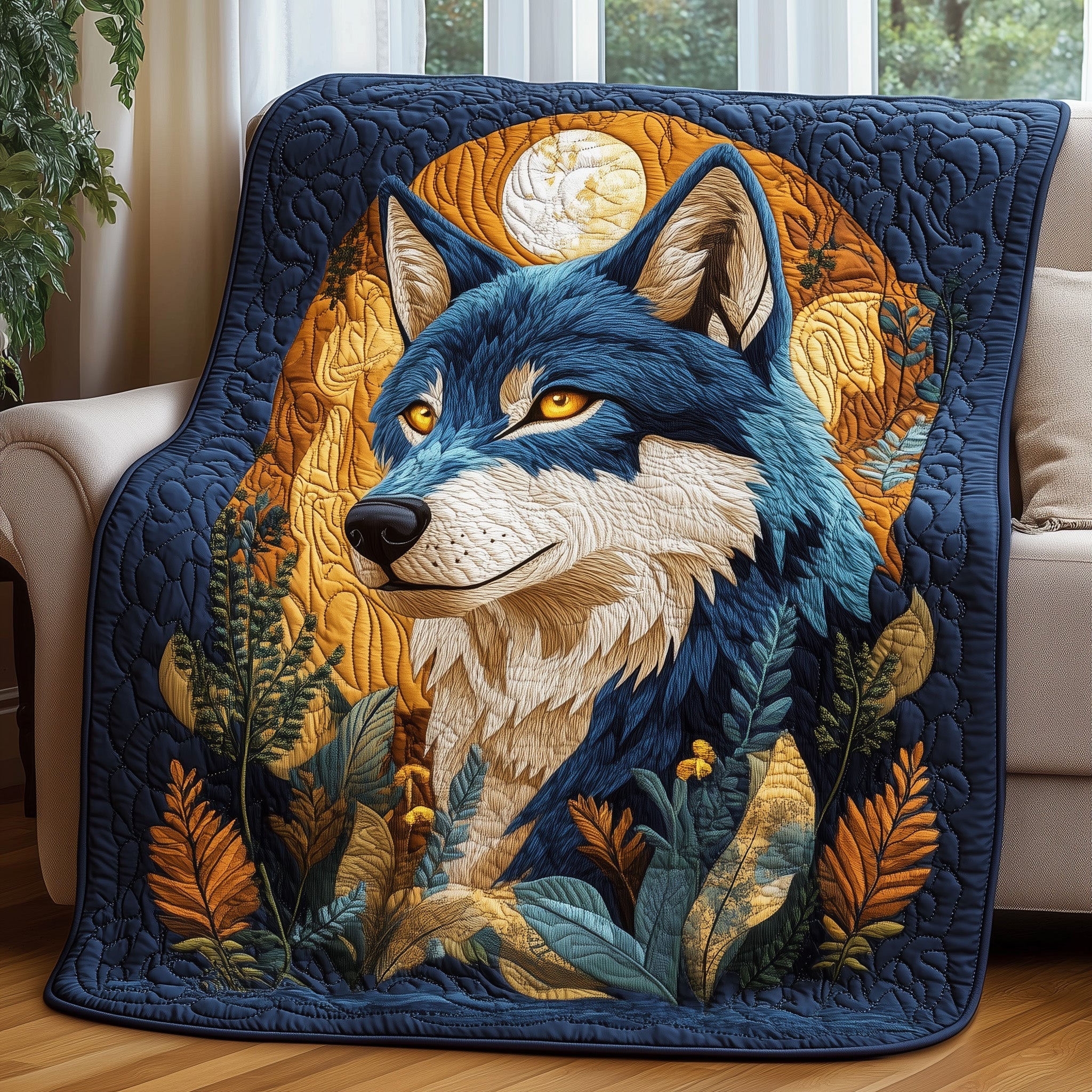Wolf Quilted Blanket Best Couch Throw BlanketNovelty Wolf  Gifts Christmas