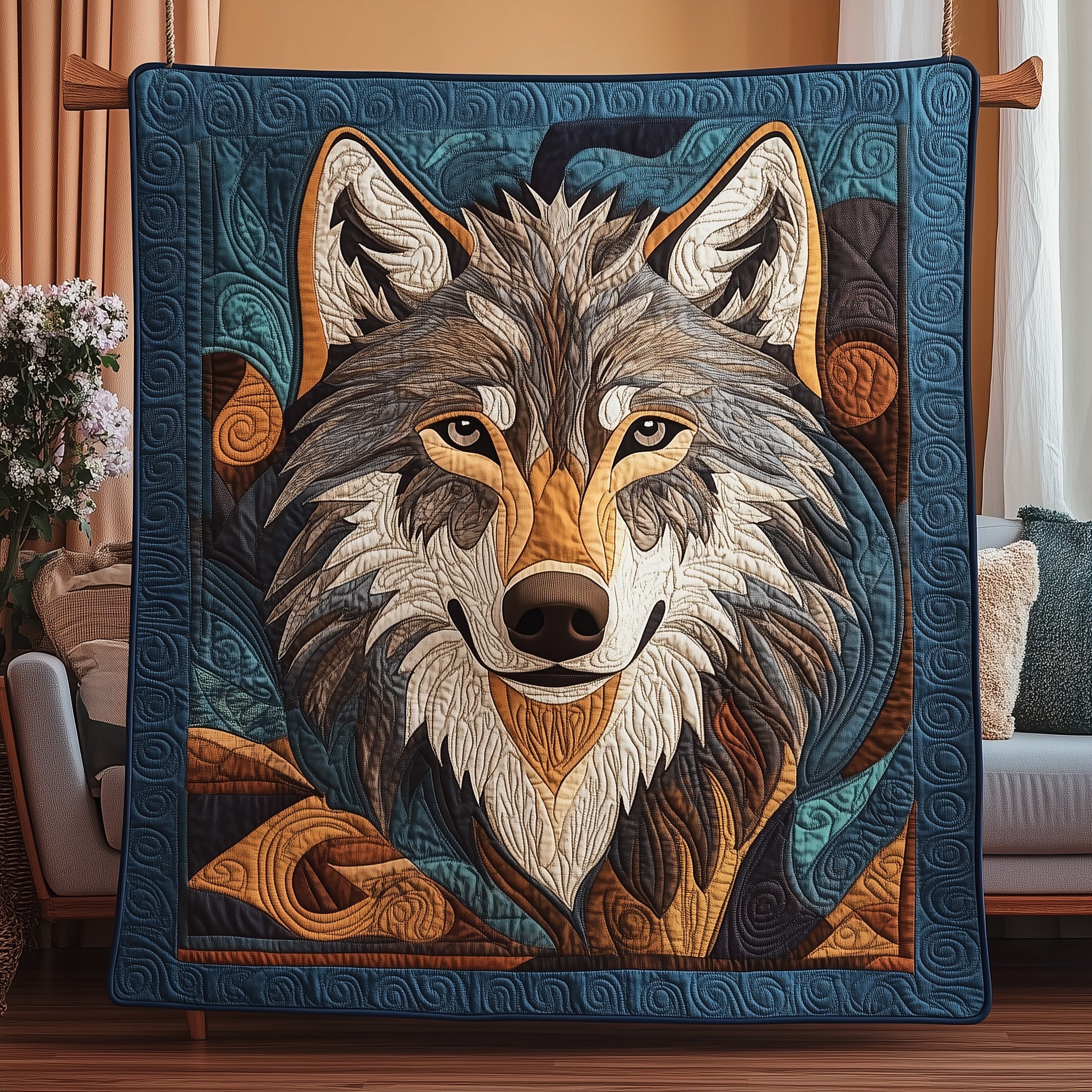 Wolf Quilted Blanket Best Couch Throw BlanketWolf Gifts For Father's Day