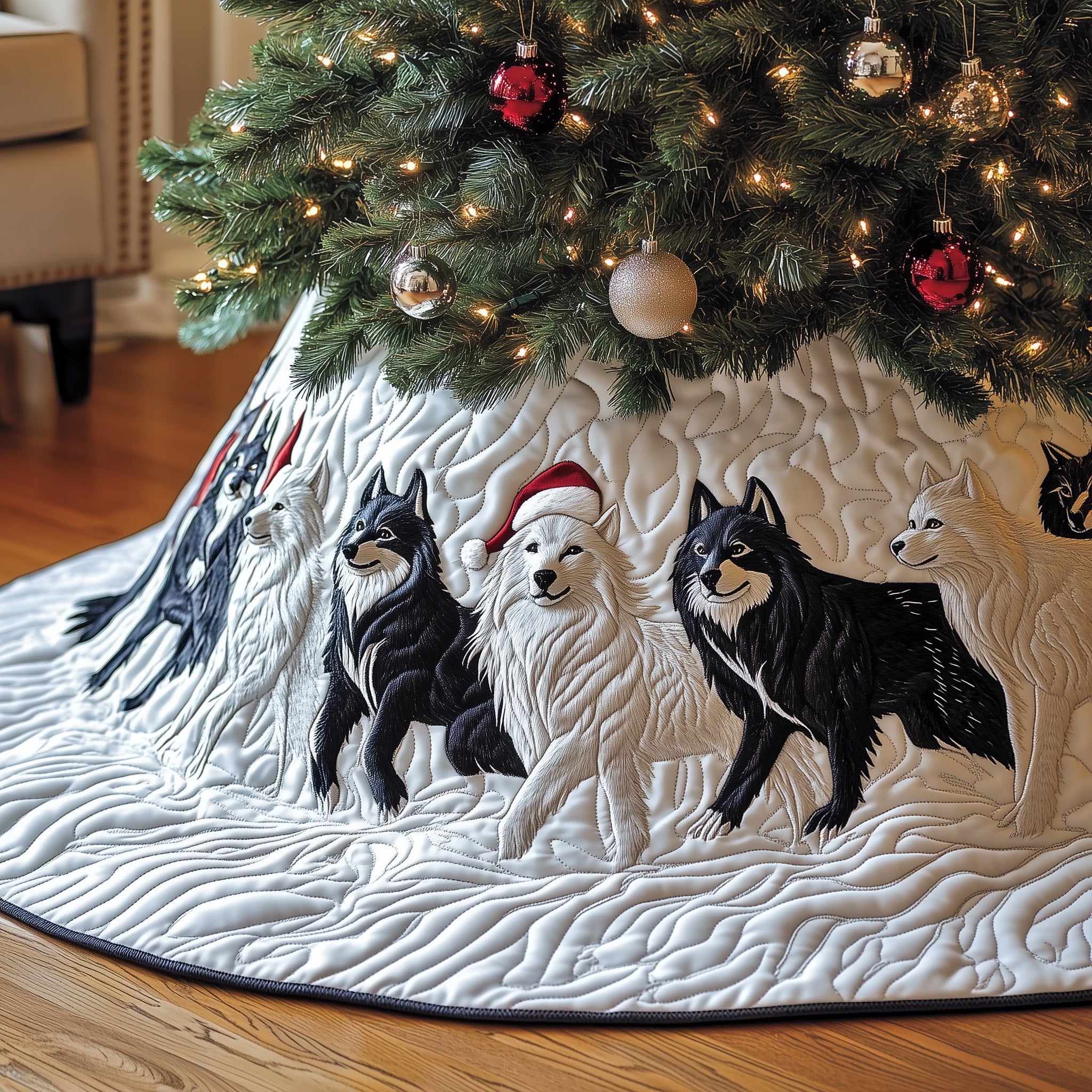 Wolf Quilted Tree Skirt Adorable Easter Gift Merch