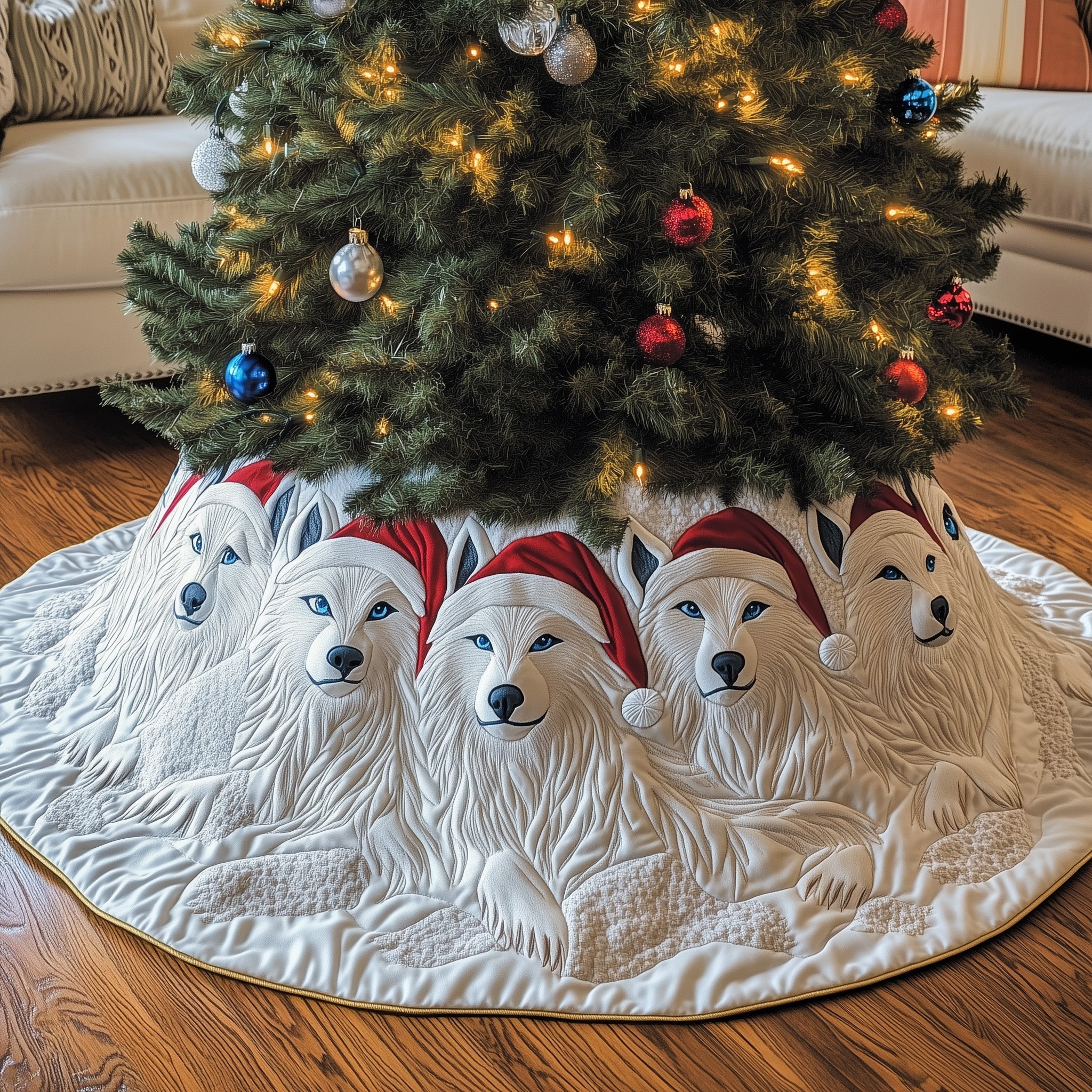 Wolf Quilted Tree Skirt Thoughtful Gift Merch For Dad