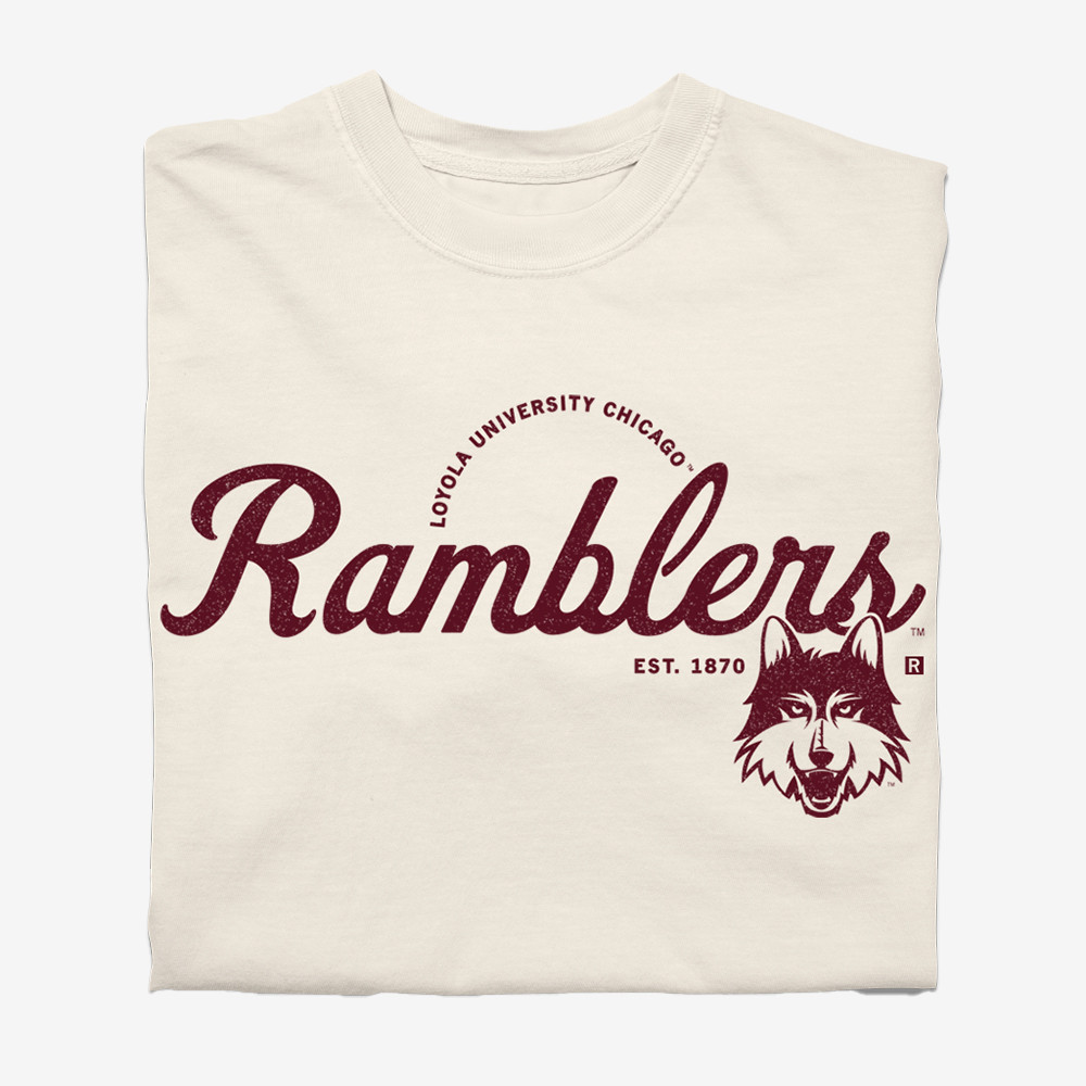Wolf Ramblers Script Logo T-Shirt Loyola University Chicago Clothes Best Gifts Ideas