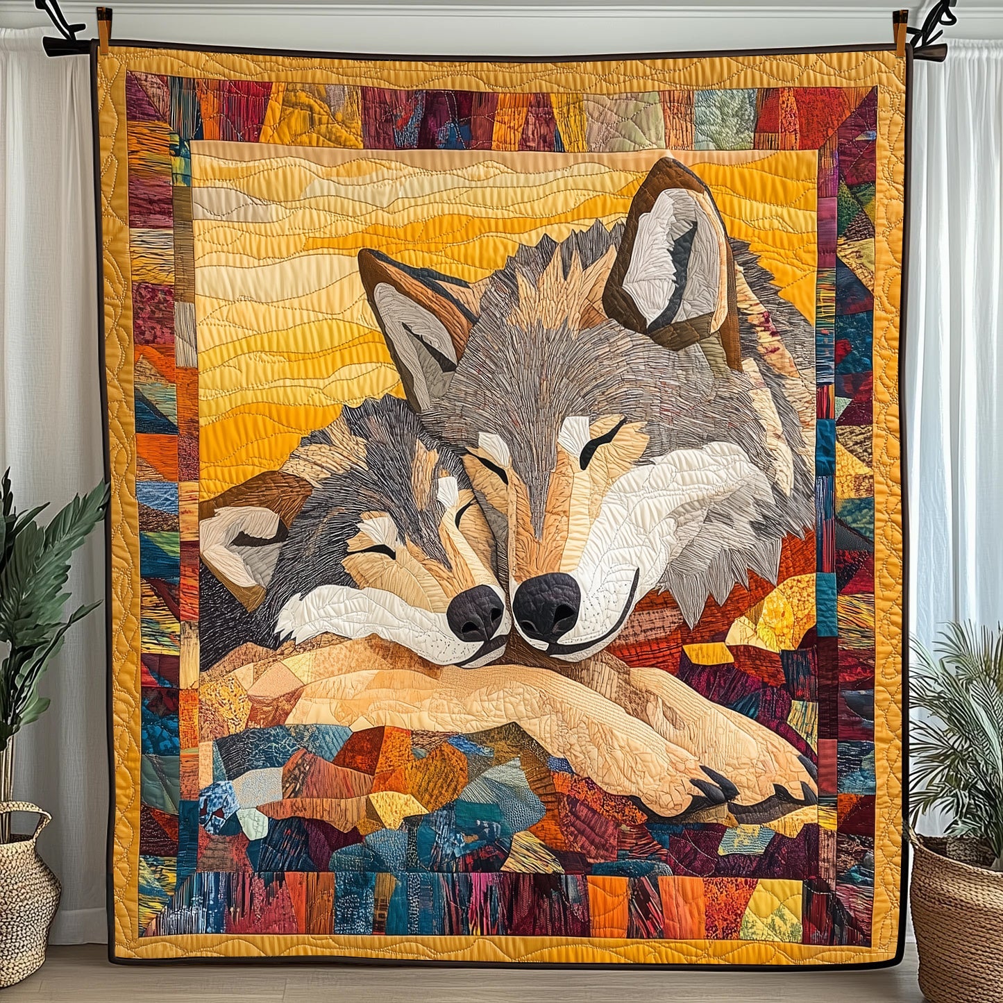 Wolf Romance Quilted Blanket Best Couch Throw BlanketPresents For Wolf Lovers