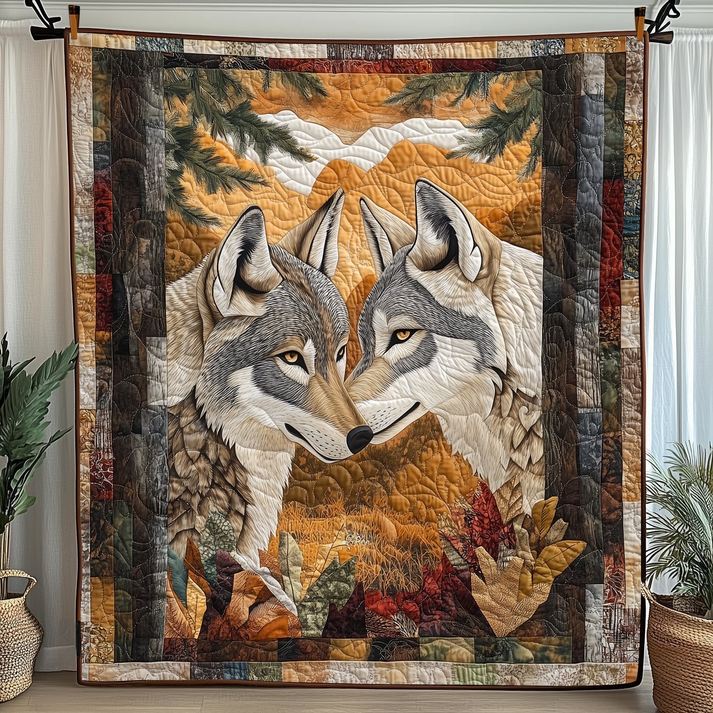 Wolf Romance Quilted Blanket Best Couch Throw BlanketWolf Gifts For Girls