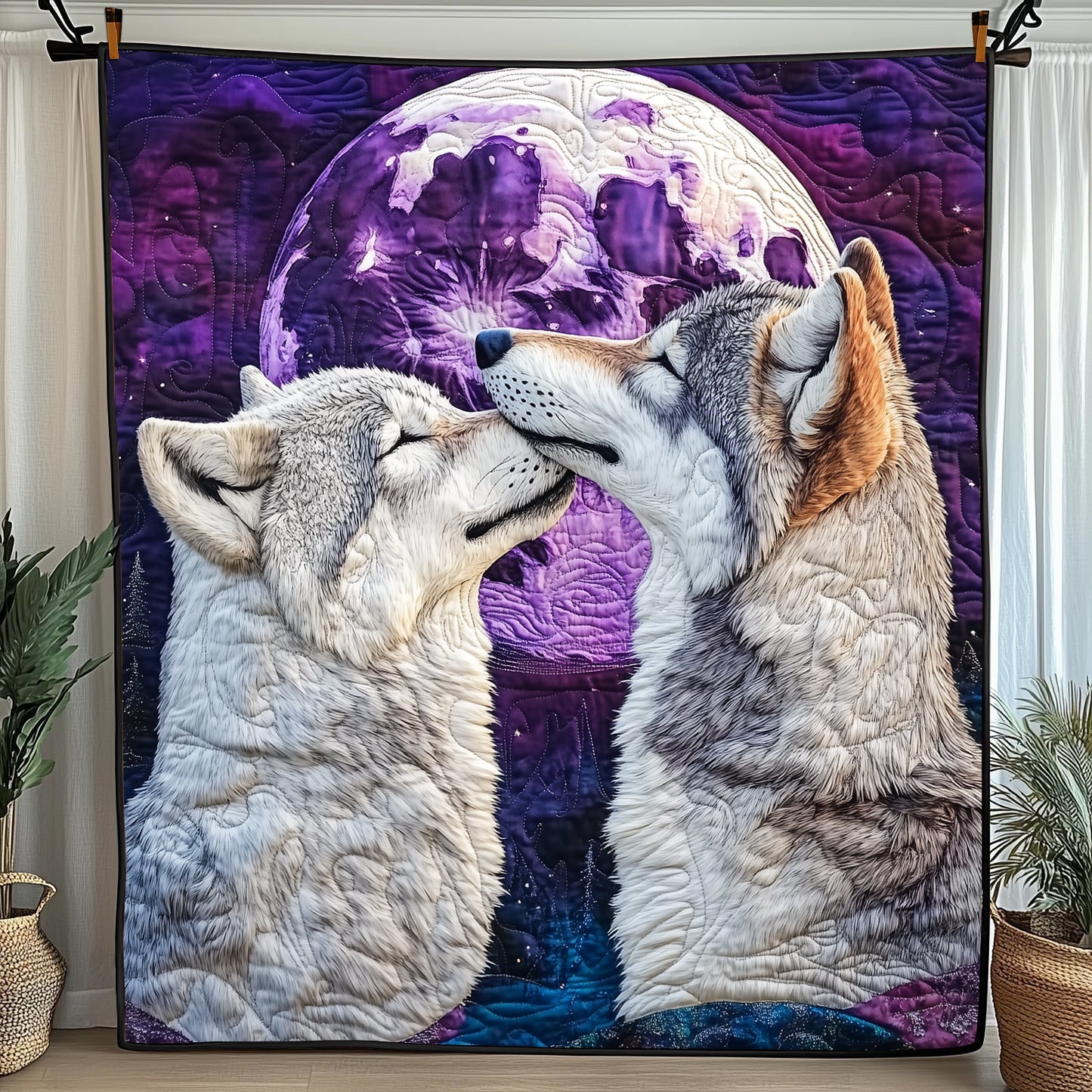 Wolf Romance Quilted Blanket Best Couch Throw BlanketWolf Gifts For Him Christmas