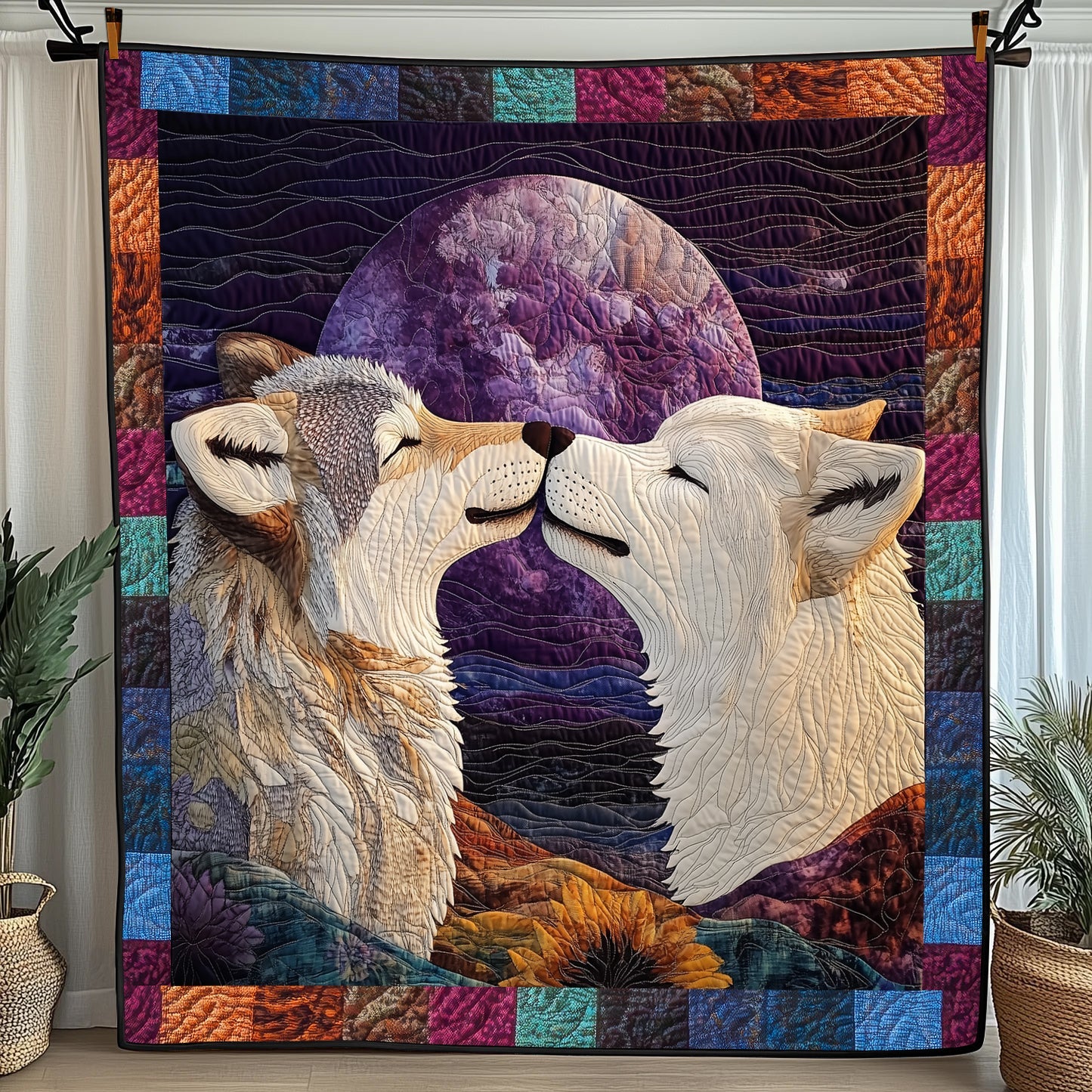 Wolf Romance Quilted Blanket Best Couch Throw BlanketWolf Gifts For Women